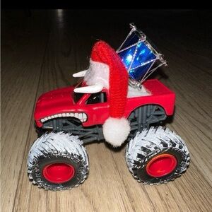 Festive Red Monster Truck Toy with Santa Hat